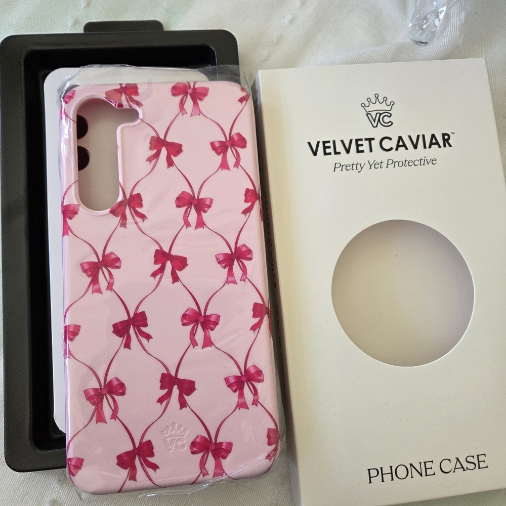 🎀🎀🎀Velvet Caviar Pink Bow Ribbon Pattern Phone Case S23 🎀🎀🎀